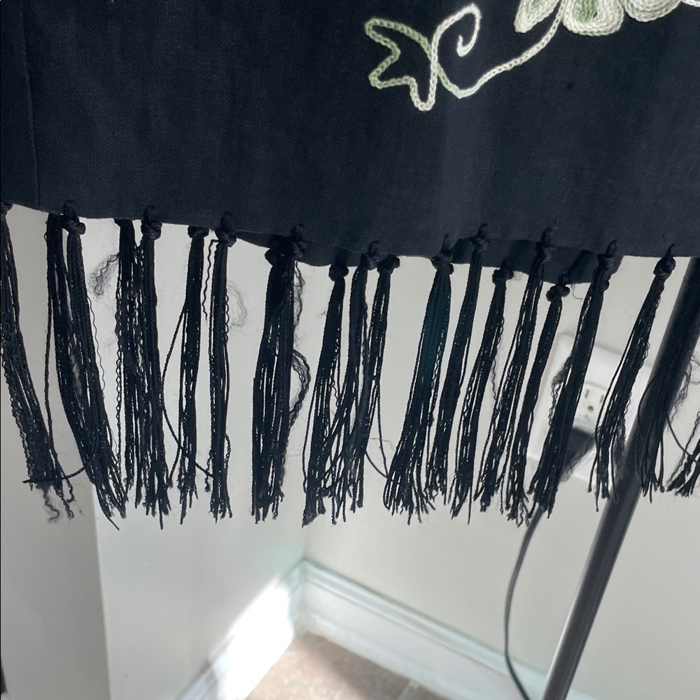 Black Linen Embroidered coverup - Picture 5 of 10